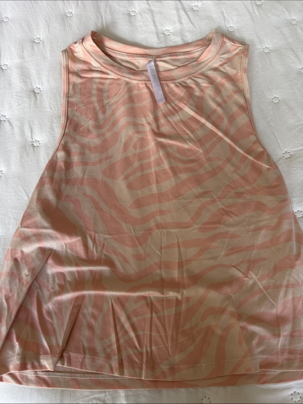 Fabletics Pink Cream Zebra Print Tank Top